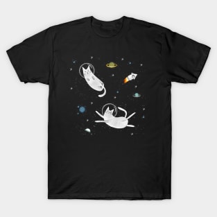 Cats in space. Cute typographi print with cats astronaut. T-Shirt